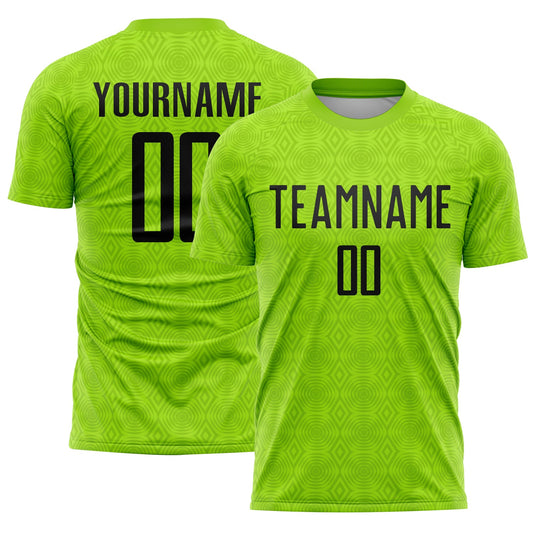 Custom Neon Green Black Geometric Shapes Sublimation Soccer Uniform Jersey - Sky-Custom