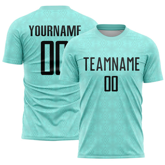 Custom Ice Blue Black Geometric Shapes Sublimation Soccer Uniform Jersey - Sky-Custom