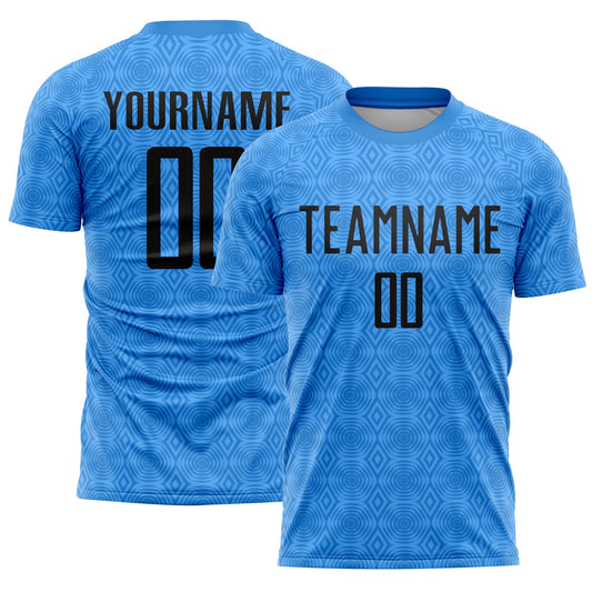Custom Powder Blue Black Geometric Shapes Sublimation Soccer Uniform Jersey - Sky-Custom