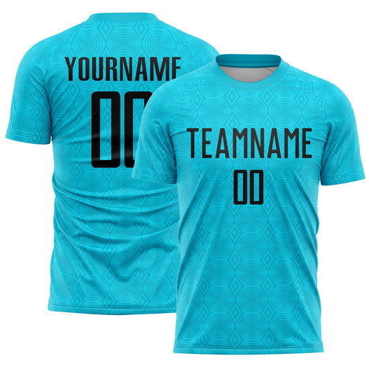 Custom Lakes Blue Black Geometric Shapes Sublimation Soccer Uniform Jersey - Sky-Custom