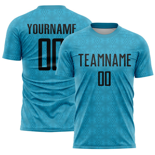 Custom Panther Blue Black Geometric Shapes Sublimation Soccer Uniform Jersey - Sky-Custom
