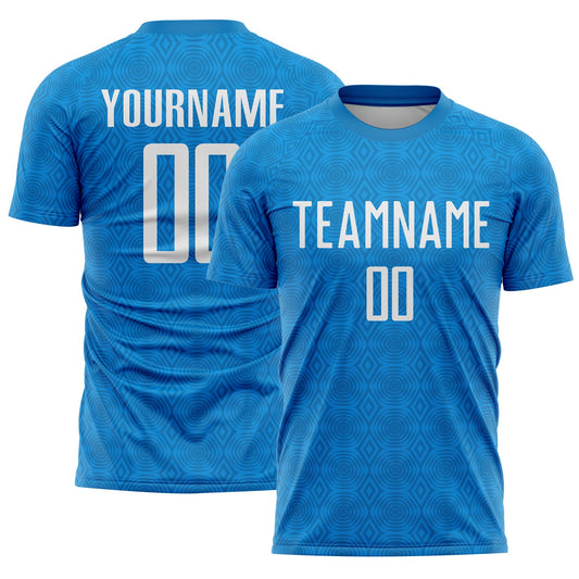 Custom Blue Black Geometric Shapes Sublimation Soccer Uniform Jersey - Sky-Custom