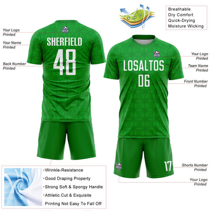 Custom Grass Green White Geometric Shapes Sublimation Soccer Uniform Jersey - Sky-Custom