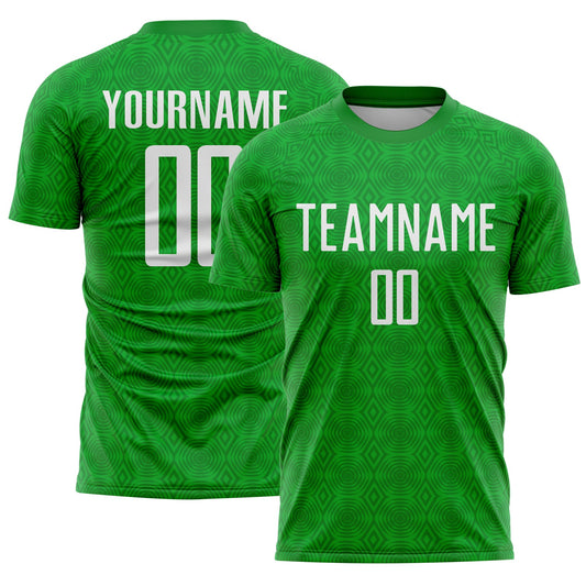 Custom Grass Green White Geometric Shapes Sublimation Soccer Uniform Jersey - Sky-Custom