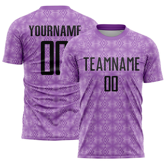 Custom Medium Purple Black-Light Purple Geometric Shapes Sublimation Soccer Uniform Jersey - Sky-Custom