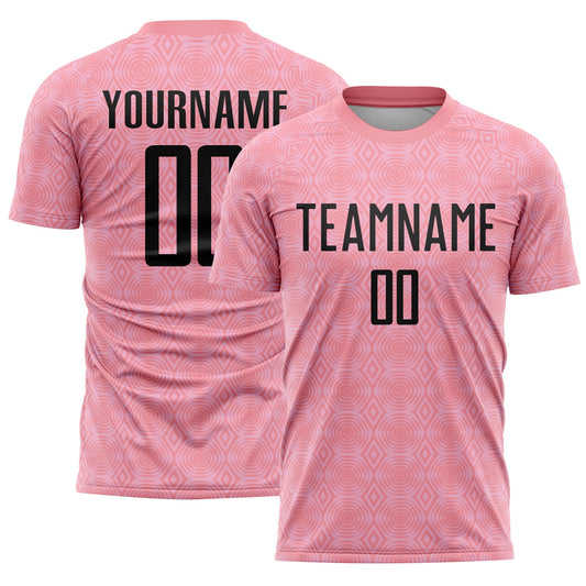 Custom Medium Pink Black-Light Pink Geometric Shapes Sublimation Soccer Uniform Jersey - Sky-Custom