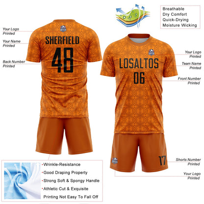 Custom Texas Orange Black-Bay Orange Geometric Shapes Sublimation Soccer Uniform Jersey - Sky-Custom