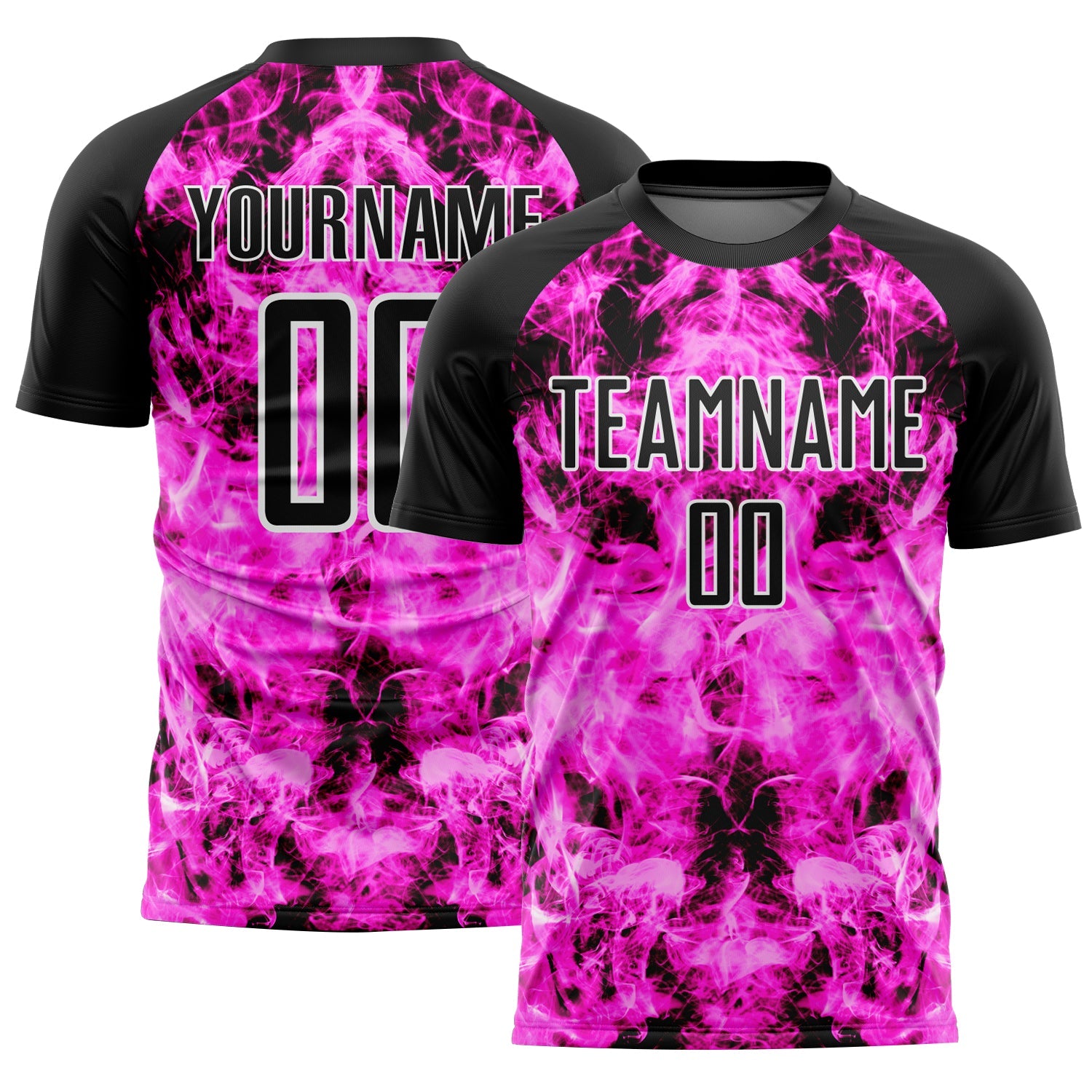 Custom Black Pink-White Flame Sublimation Soccer Uniform Jersey - Sky-Custom