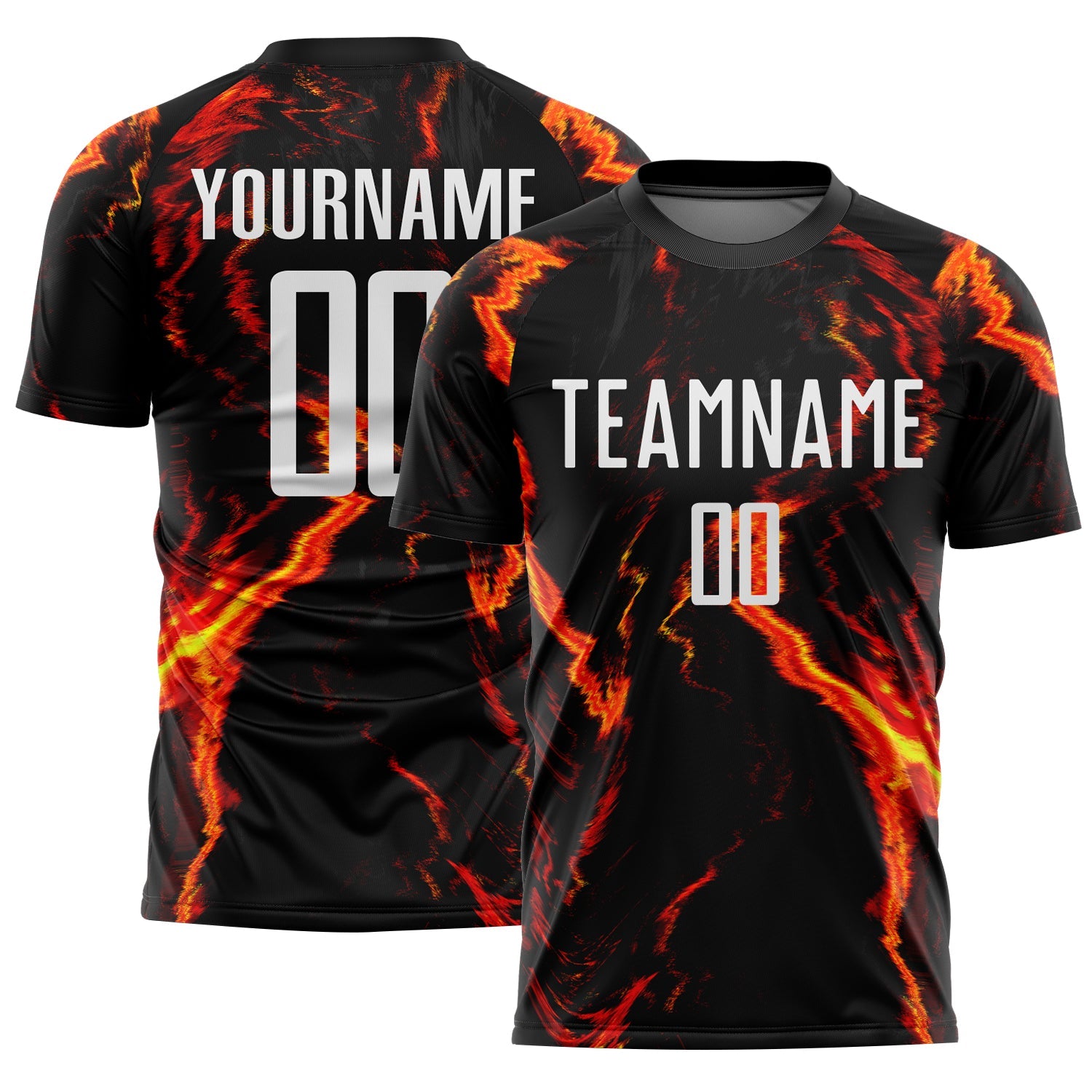 Custom Black White-Gold Flame Sublimation Soccer Uniform Jersey - Sky-Custom