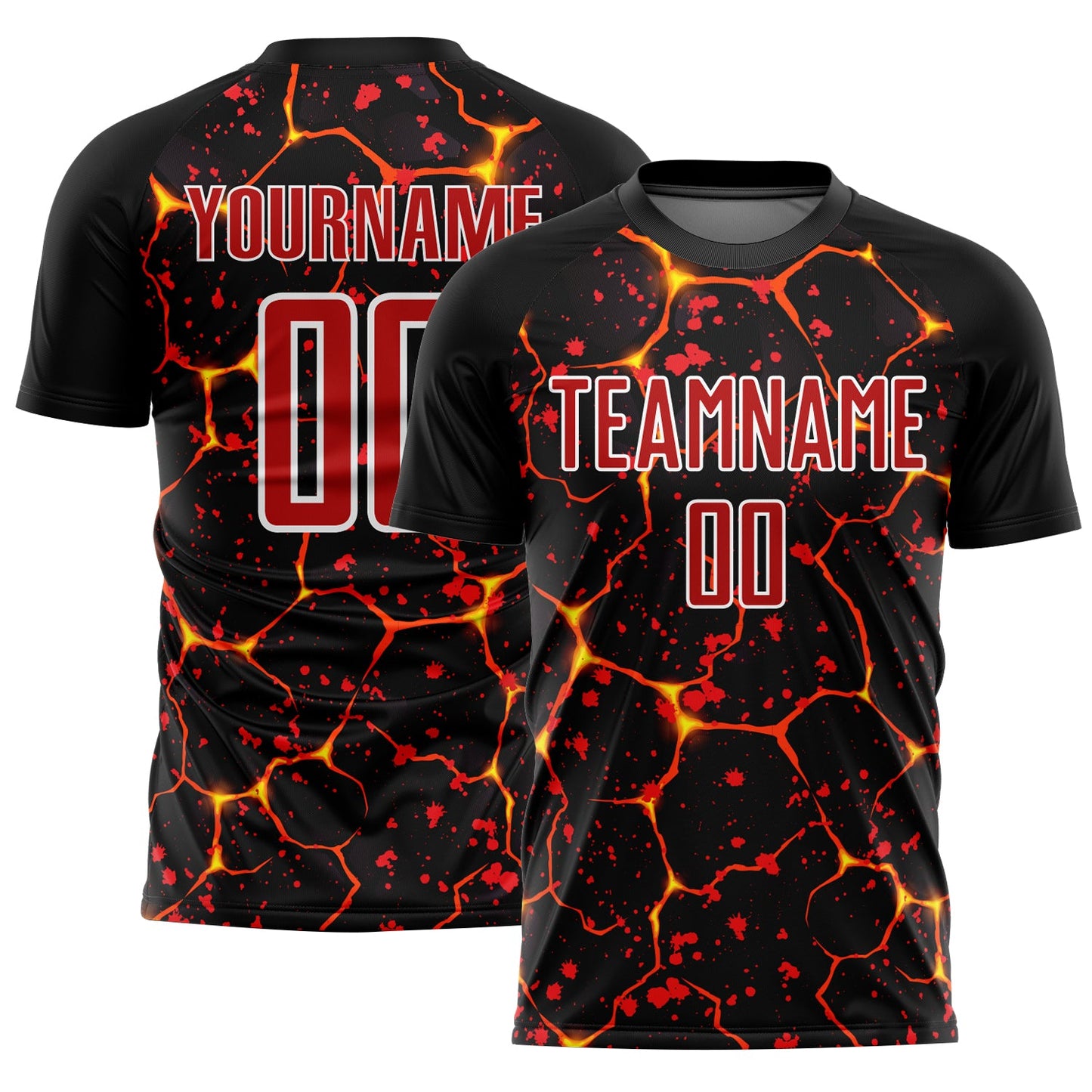 Custom Black Red-White Flame And Splash Sublimation Soccer Uniform Jersey - Sky-Custom