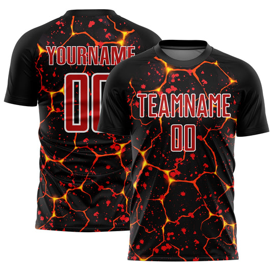 Custom Black Red-White Flame And Splash Sublimation Soccer Uniform Jersey - Sky-Custom