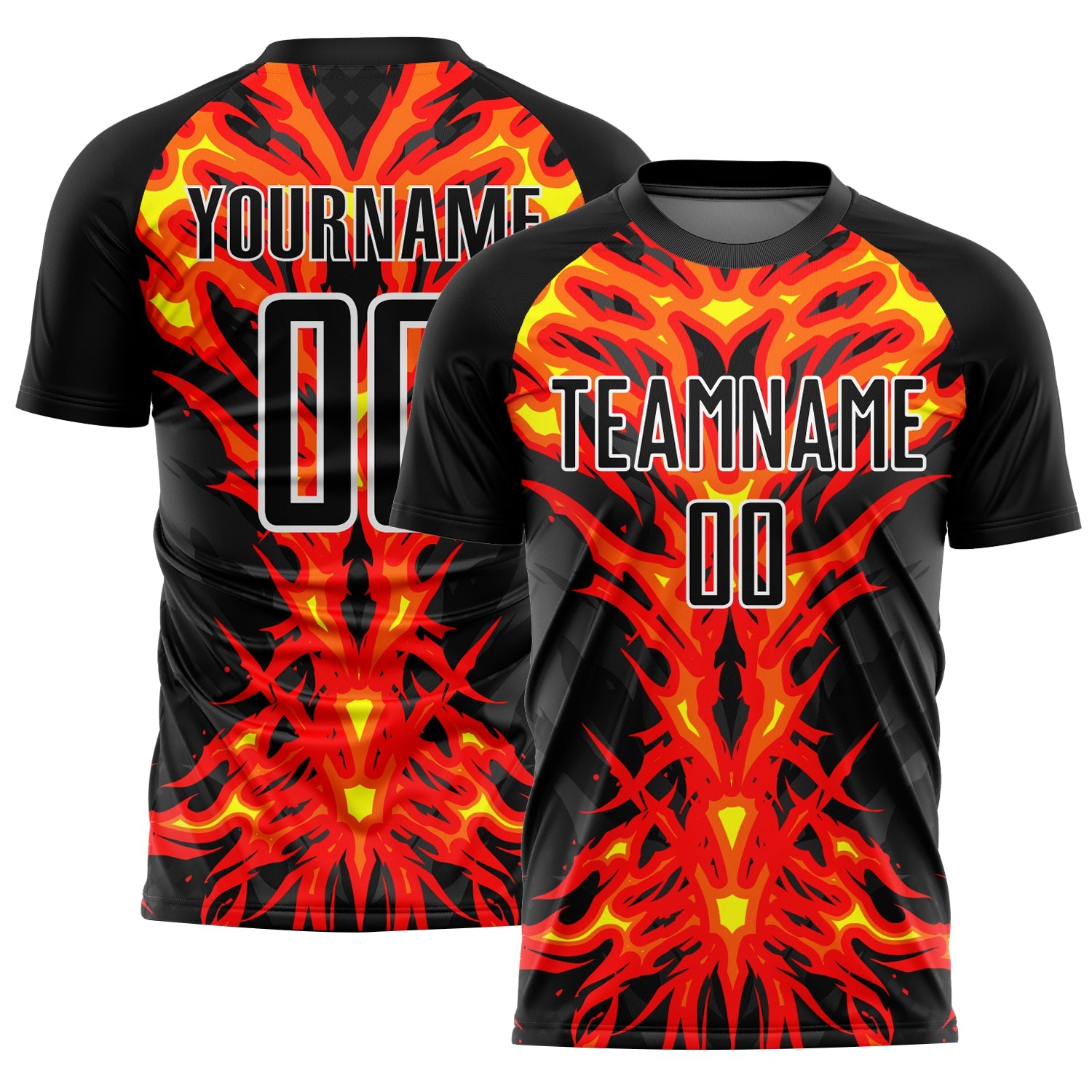 Custom Black Red-White Flame Sublimation Soccer Uniform Jersey - Sky-Custom