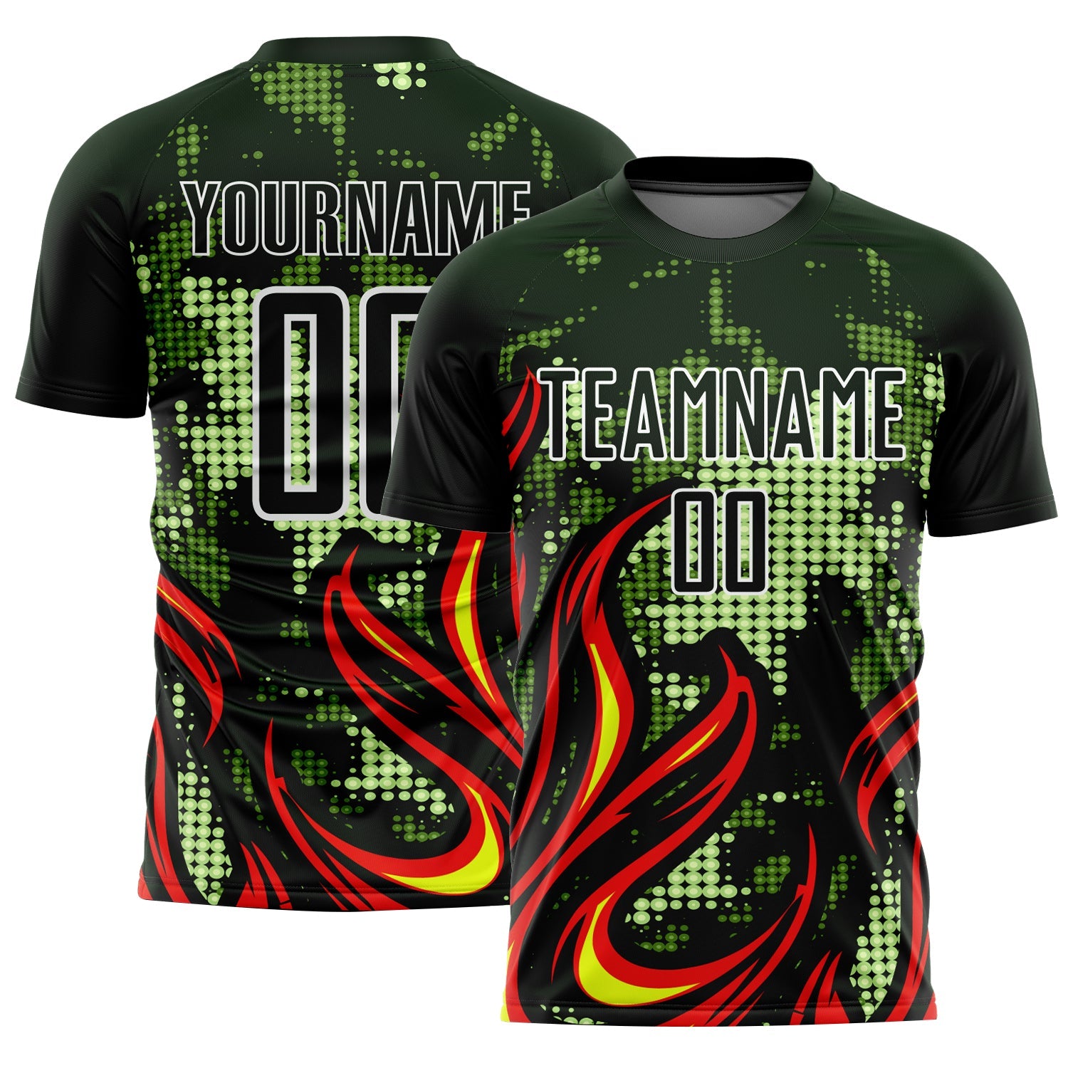 Custom Olive Red-Gold Flame Sublimation Salute To Service Soccer Uniform Jersey - Sky-Custom