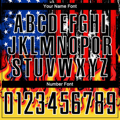 Custom Black Red Royal-Gold American Flag Flame Sublimation Soccer Uniform Jersey - Sky-Custom
