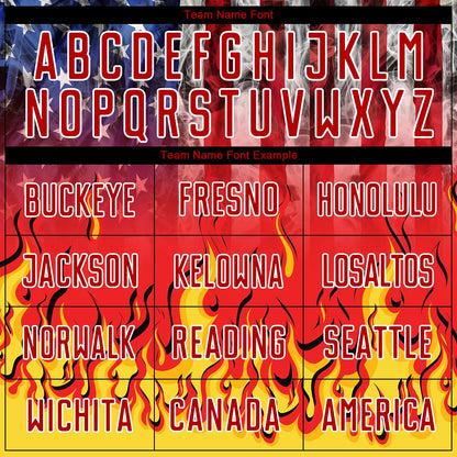 Custom Black Royal Red-Gold American Flag Flame Sublimation Soccer Uniform Jersey - Sky-Custom
