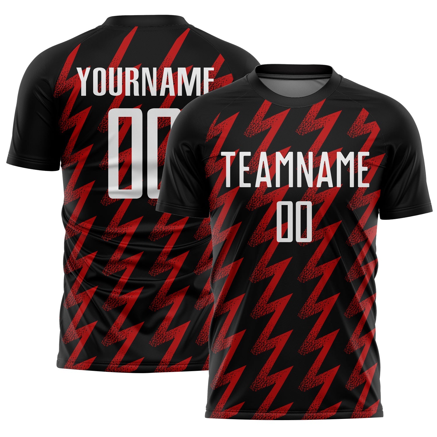 Custom Black White-Red Zigzag Shape Sublimation Soccer Uniform Jersey - Sky-Custom