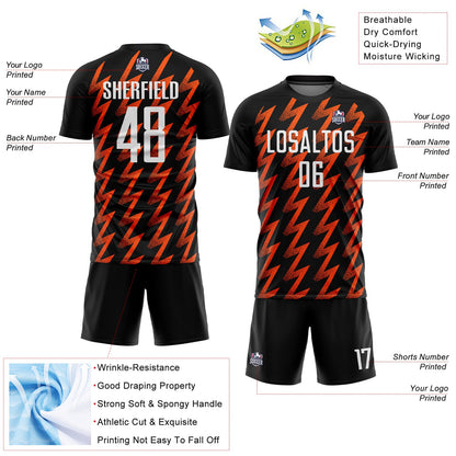 Custom Black White-Orange Zigzag Shape Sublimation Soccer Uniform Jersey - Sky-Custom