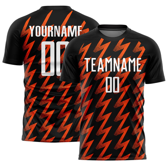Custom Black White-Orange Zigzag Shape Sublimation Soccer Uniform Jersey - Sky-Custom