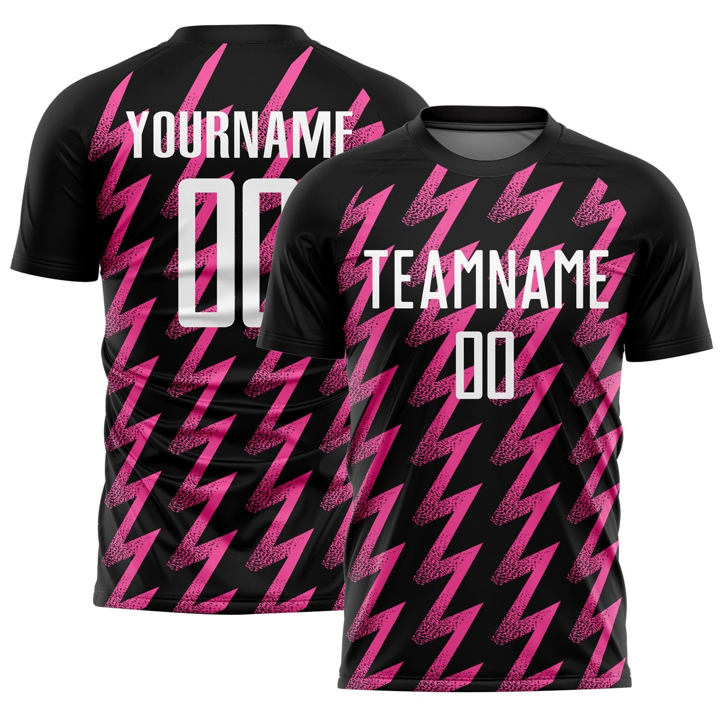 Custom Black White-Pink Zigzag Shape Sublimation Soccer Uniform Jersey - Sky-Custom