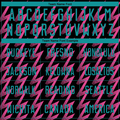 Custom Black Teal-Pink Zigzag Shape Sublimation Soccer Uniform Jersey - Sky-Custom