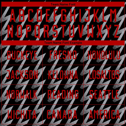 Custom Black Red-Gray Zigzag Shape Sublimation Soccer Uniform Jersey - Sky-Custom