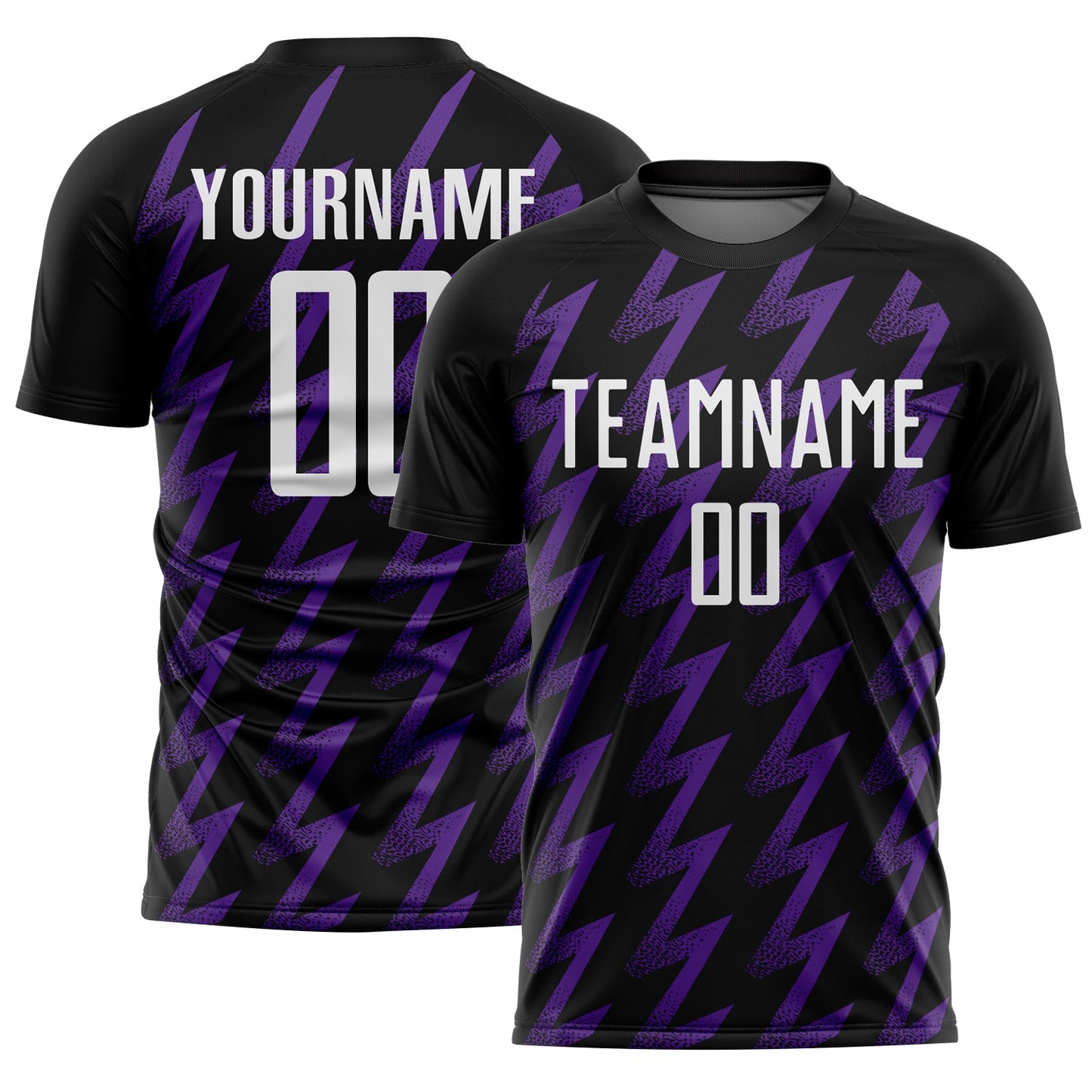 Custom Black White-Purple Zigzag Shape Sublimation Soccer Uniform Jersey - Sky-Custom