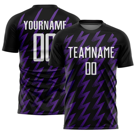 Custom Black White-Purple Zigzag Shape Sublimation Soccer Uniform Jersey - Sky-Custom