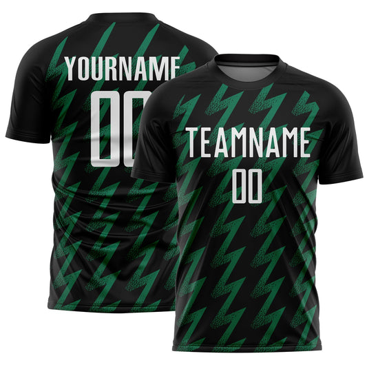 Custom Black White-Kelly Green Zigzag Shape Sublimation Soccer Uniform Jersey - Sky-Custom