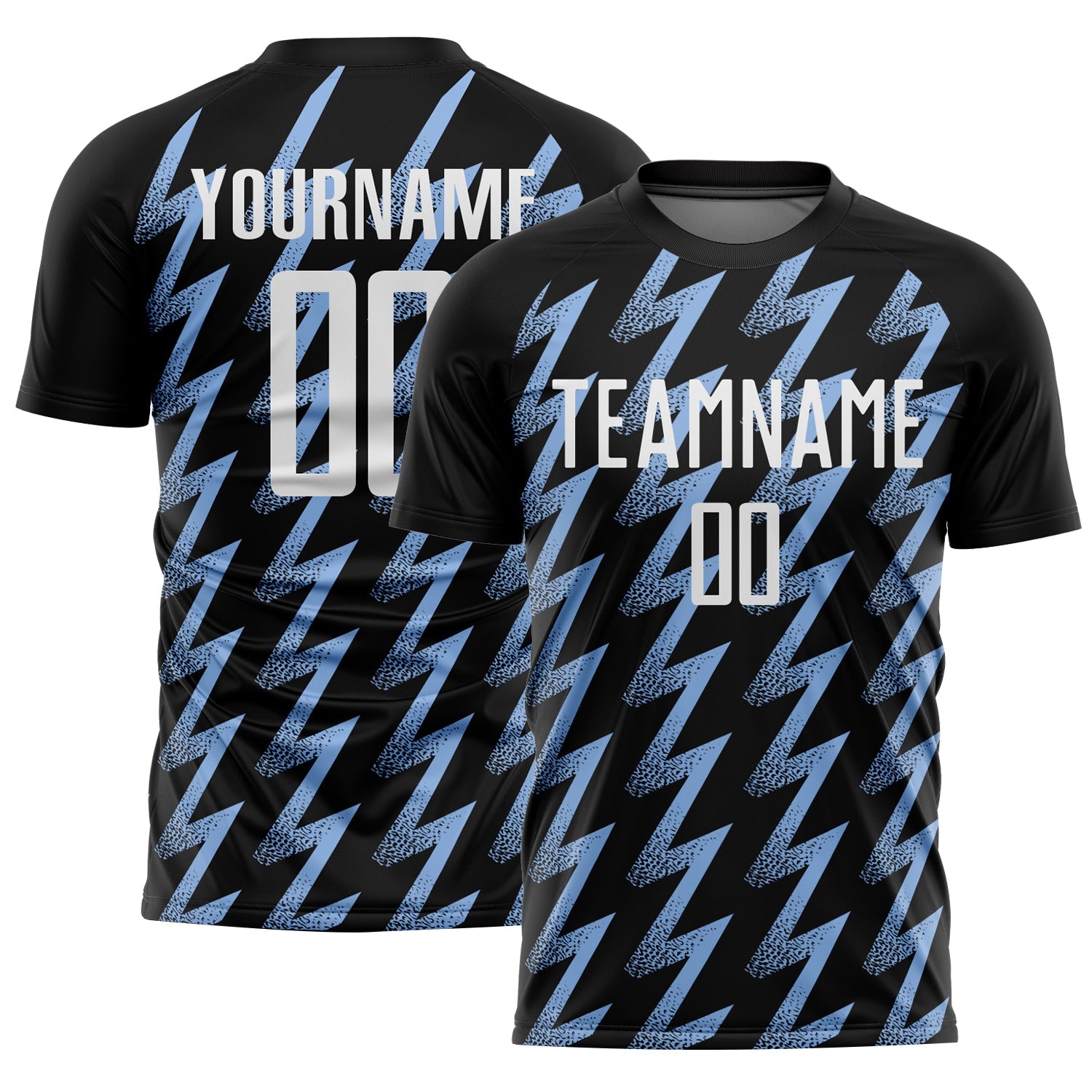 Custom Black White-Light Blue Zigzag Shape Sublimation Soccer Uniform Jersey - Sky-Custom