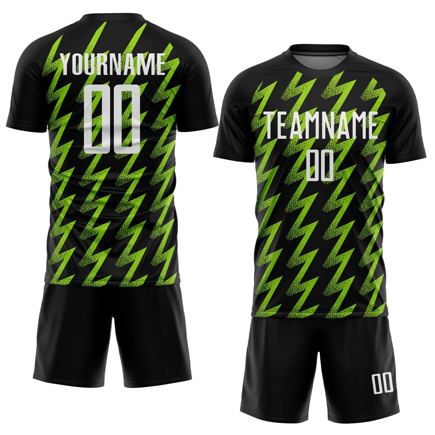 Custom Black White-Neon Green Zigzag Shape Sublimation Soccer Uniform Jersey - Sky-Custom