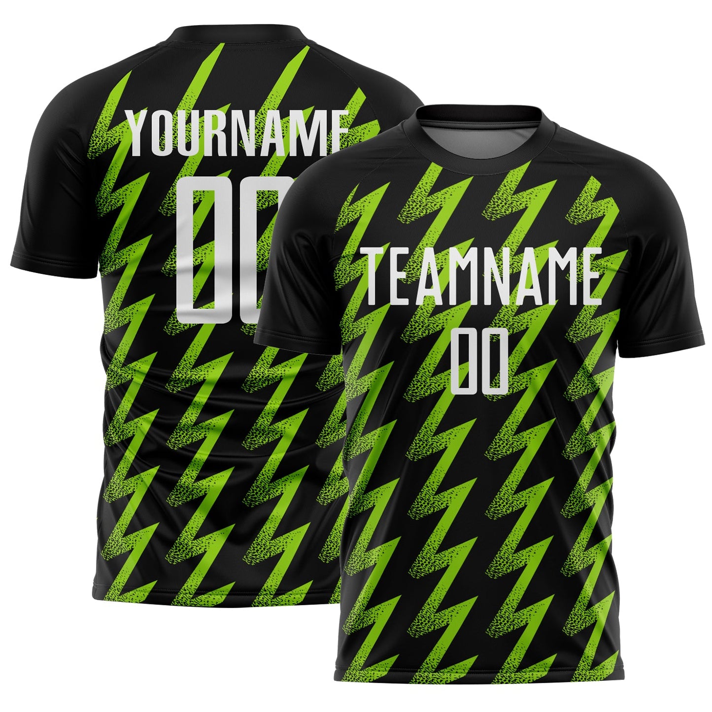 Custom Black White-Neon Green Zigzag Shape Sublimation Soccer Uniform Jersey - Sky-Custom