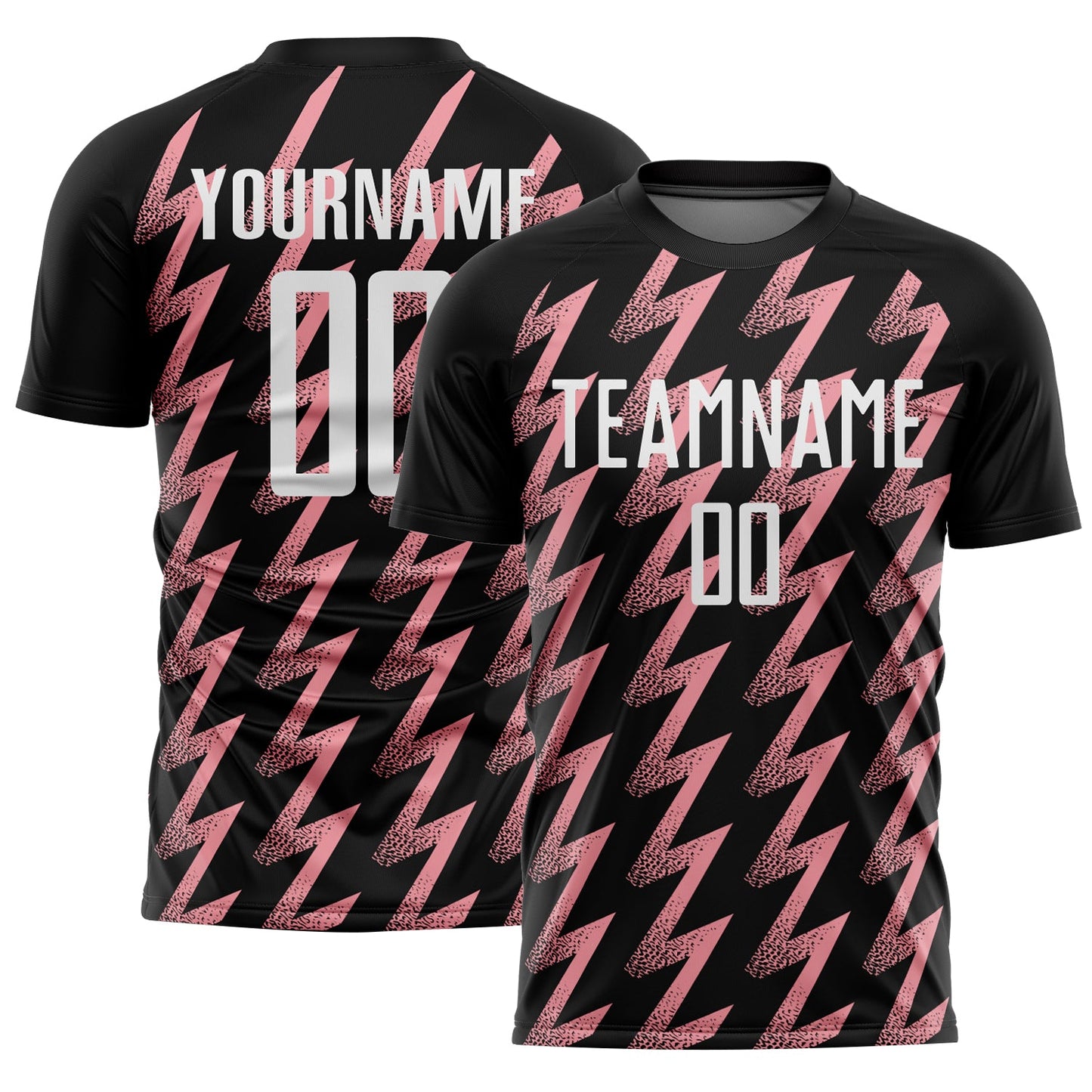 Custom Black White-Medium Pink Zigzag Shape Sublimation Soccer Uniform Jersey - Sky-Custom