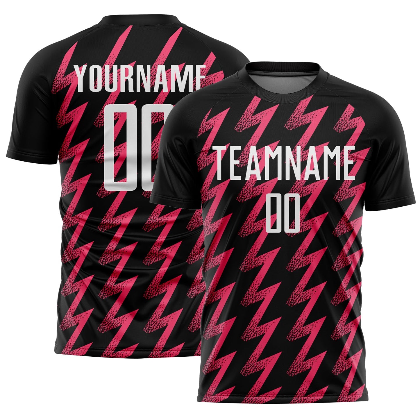 Custom Black White-Neon Pink Zigzag Shape Sublimation Soccer Uniform Jersey - Sky-Custom
