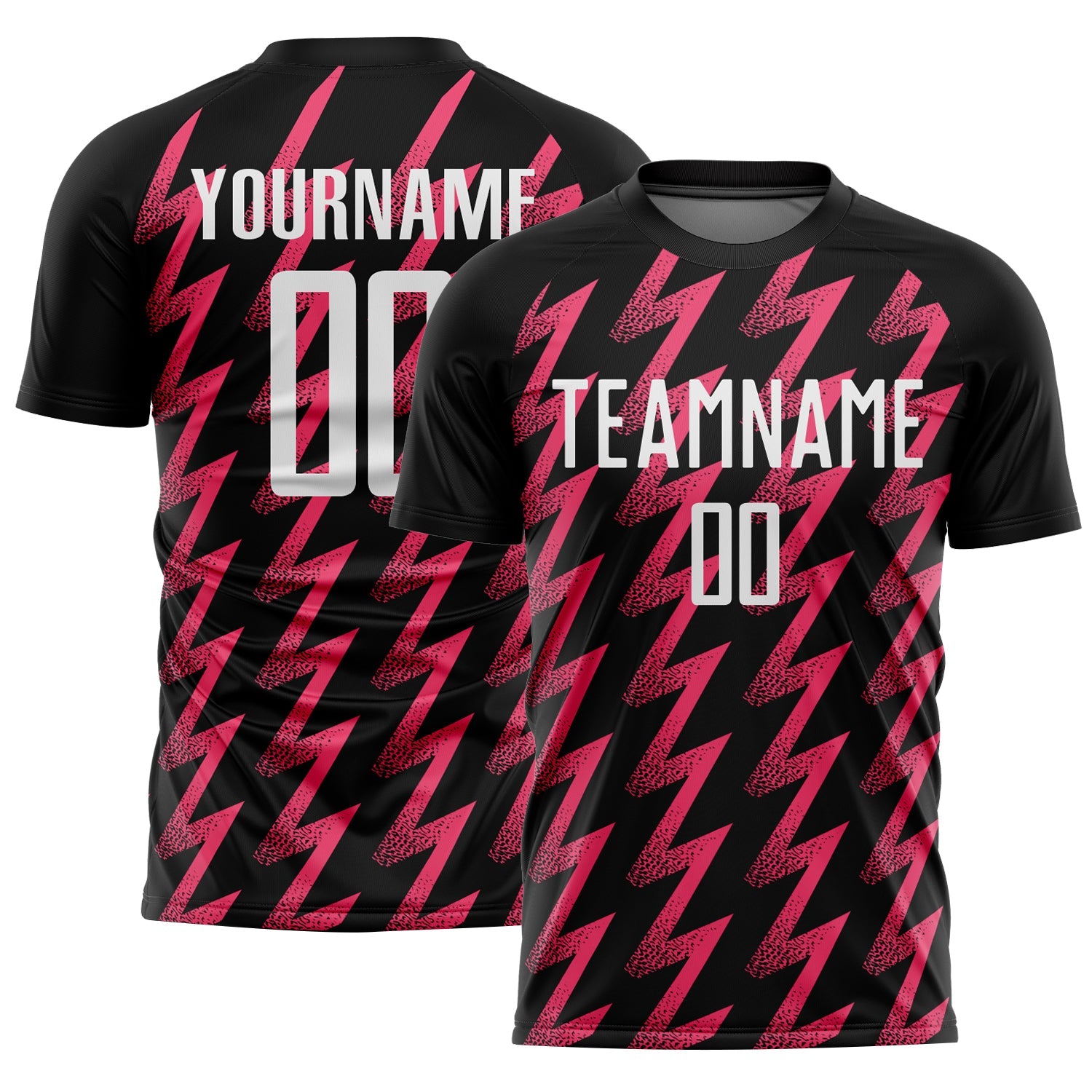 Custom Black White-Neon Pink Zigzag Shape Sublimation Soccer Uniform Jersey - Sky-Custom