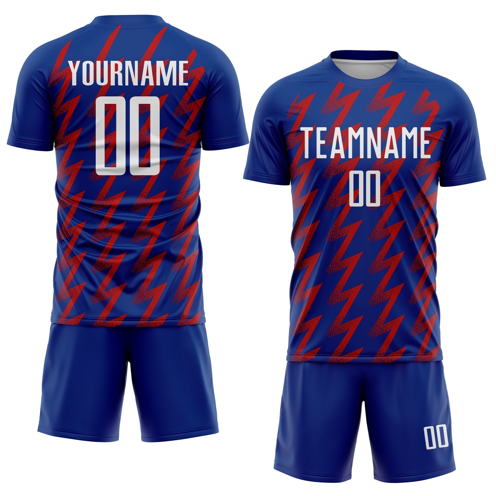 Custom Royal White-Red Zigzag Shape Sublimation Soccer Uniform Jersey - Sky-Custom