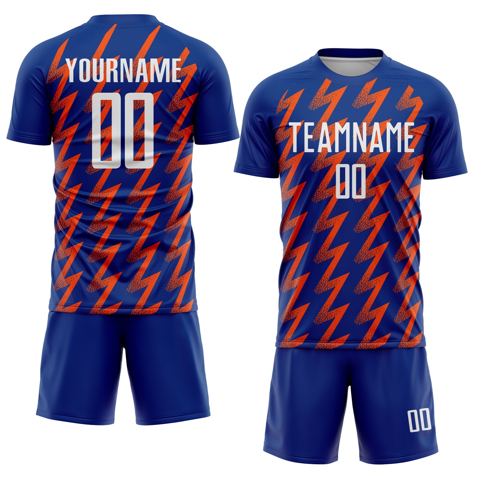 Custom Royal White-Orange Zigzag Shape Sublimation Soccer Uniform Jersey - Sky-Custom