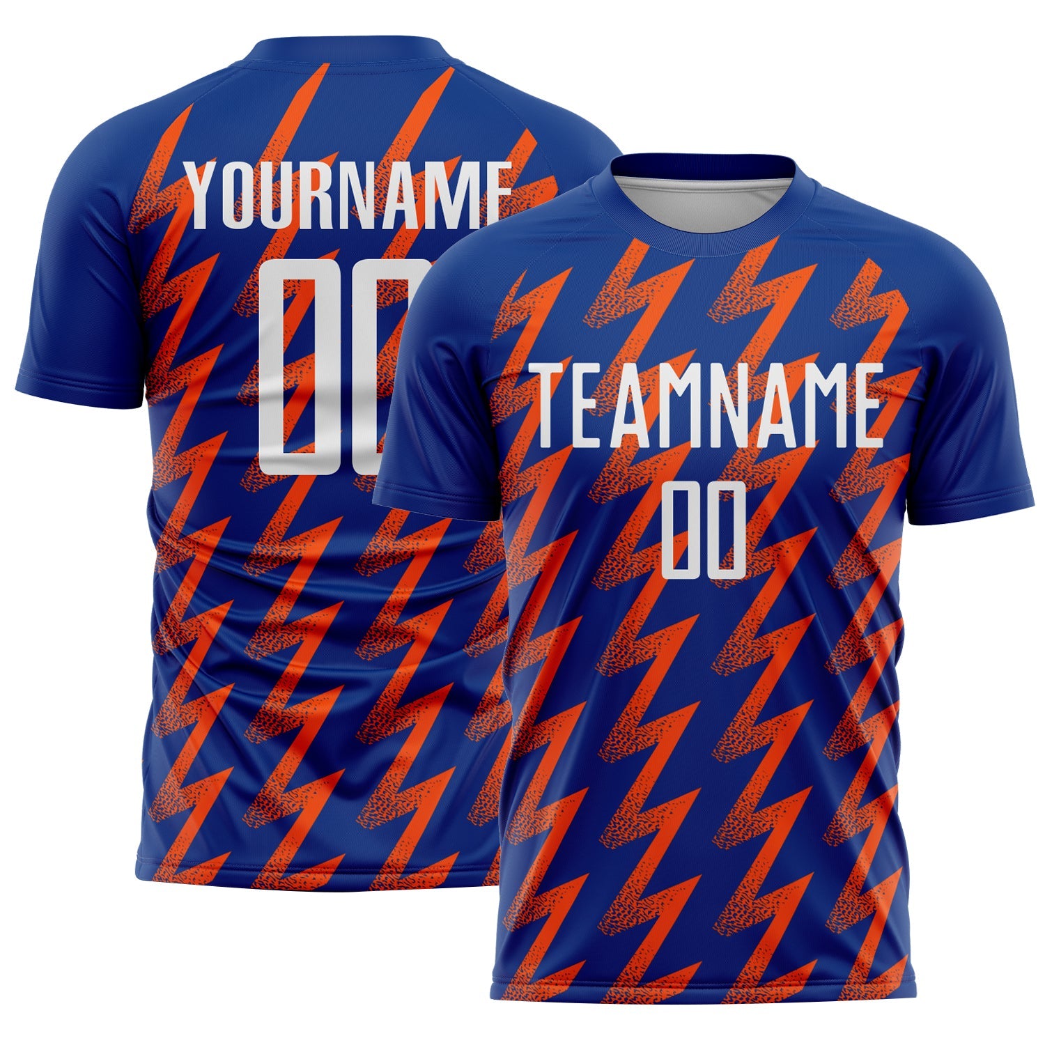 Custom Royal White-Orange Zigzag Shape Sublimation Soccer Uniform Jersey - Sky-Custom