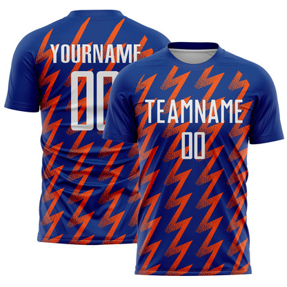 Custom Royal White-Orange Zigzag Shape Sublimation Soccer Uniform Jersey - Sky-Custom