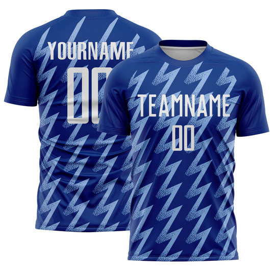 Custom Royal White-Light Blue Zigzag Shape Sublimation Soccer Uniform Jersey - Sky-Custom