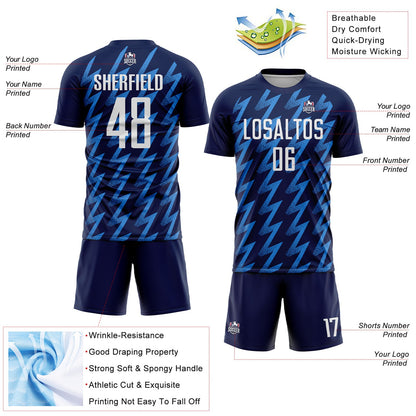 Custom Navy White-Powder Blue Zigzag Shape Sublimation Soccer Uniform Jersey - Sky-Custom