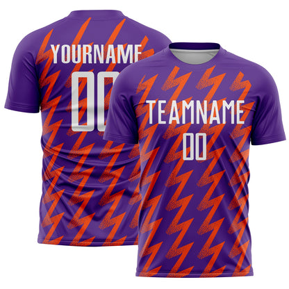 Custom Purple White-Orange Zigzag Shape Sublimation Soccer Uniform Jersey - Sky-Custom