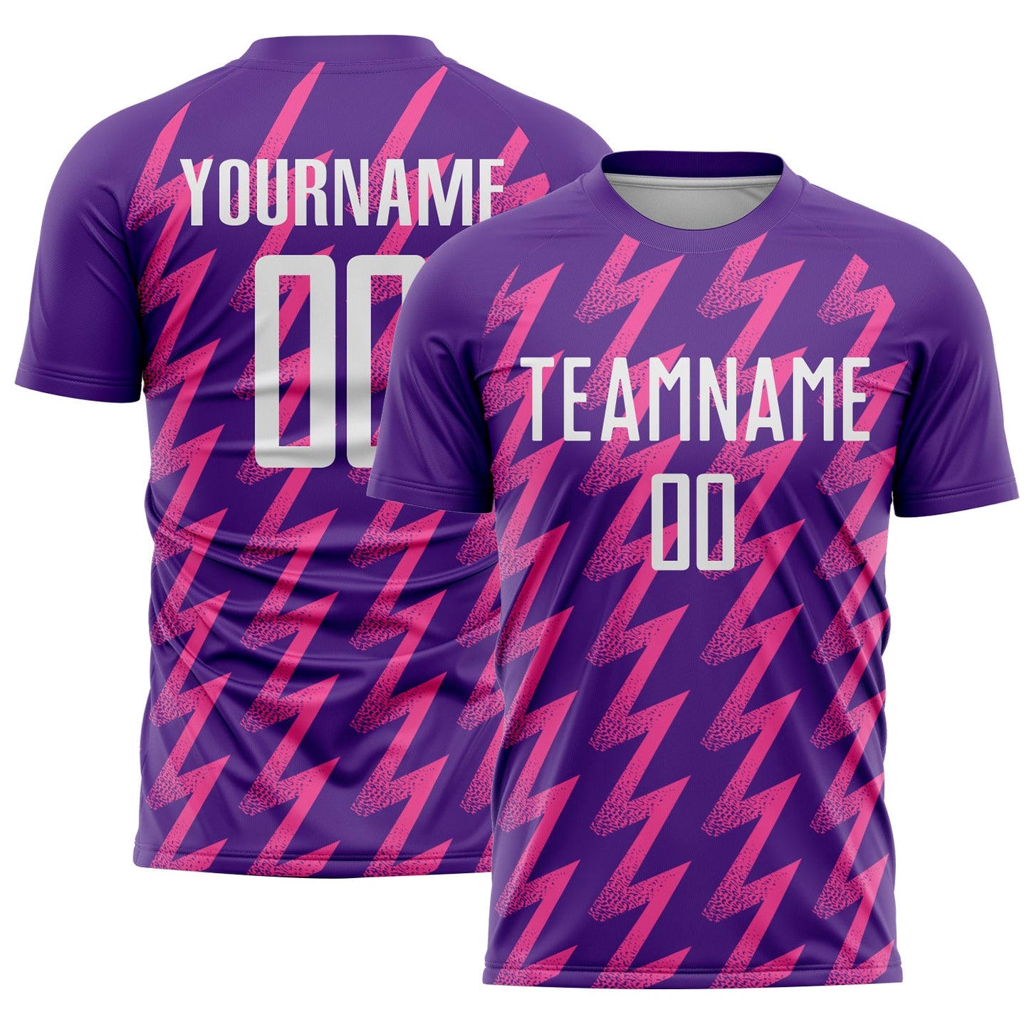 Custom Purple White-Pink Zigzag Shape Sublimation Soccer Uniform Jersey - Sky-Custom