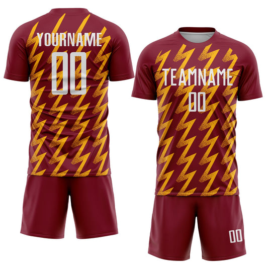 Custom Crimson White-Gold Zigzag Shape Sublimation Soccer Uniform Jersey - Sky-Custom