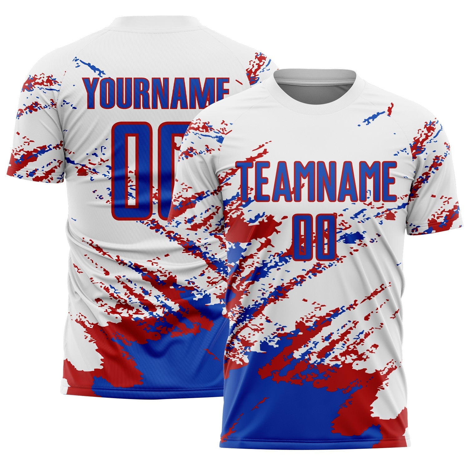 Custom White Thunder Blue-Red Abstract Fragment Art Splash Sublimation Soccer Uniform Jersey - Sky-Custom