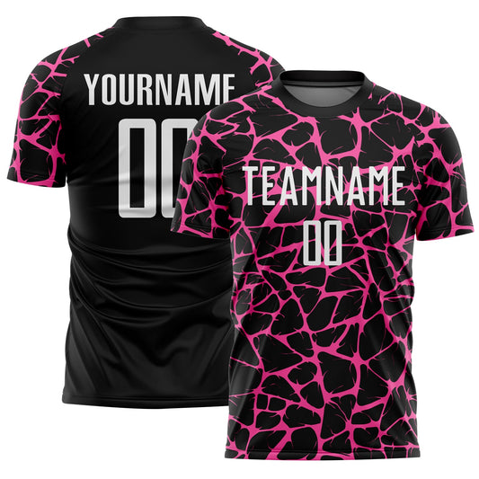 Custom Black White-Pink Abstract Network Splash Sublimation Soccer Uniform Jersey - Sky-Custom
