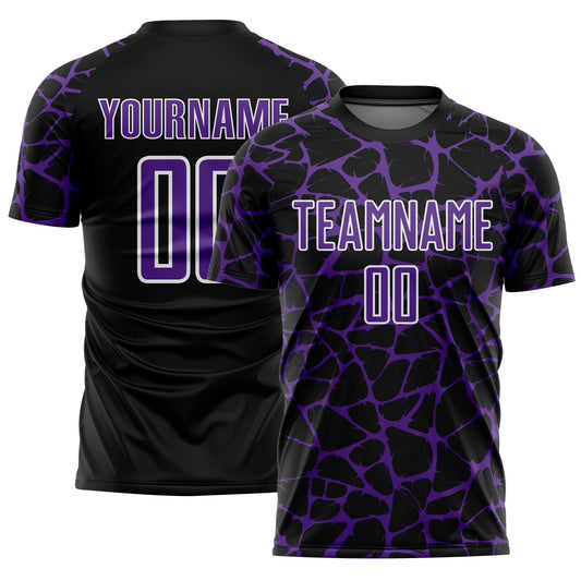 Custom Black Purple-White Abstract Network Splash Sublimation Soccer Uniform Jersey - Sky-Custom