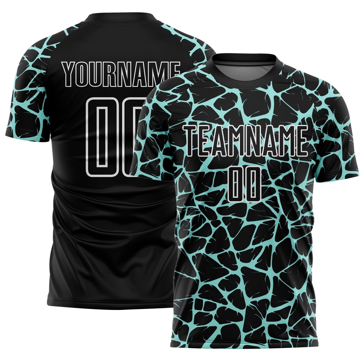 Custom Black Ice Blue-White Abstract Network Splash Sublimation Soccer Uniform Jersey - Sky-Custom