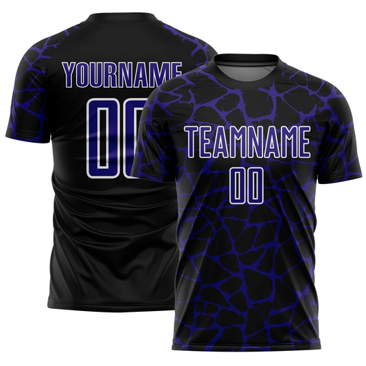 Custom Black Dark Purple-White Abstract Network Splash Sublimation Soccer Uniform Jersey - Sky-Custom