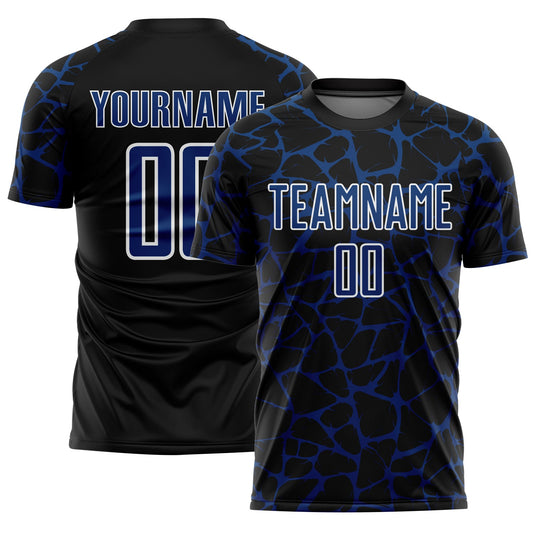 Custom Black US Navy Blue-White Abstract Network Splash Sublimation Soccer Uniform Jersey - Sky-Custom