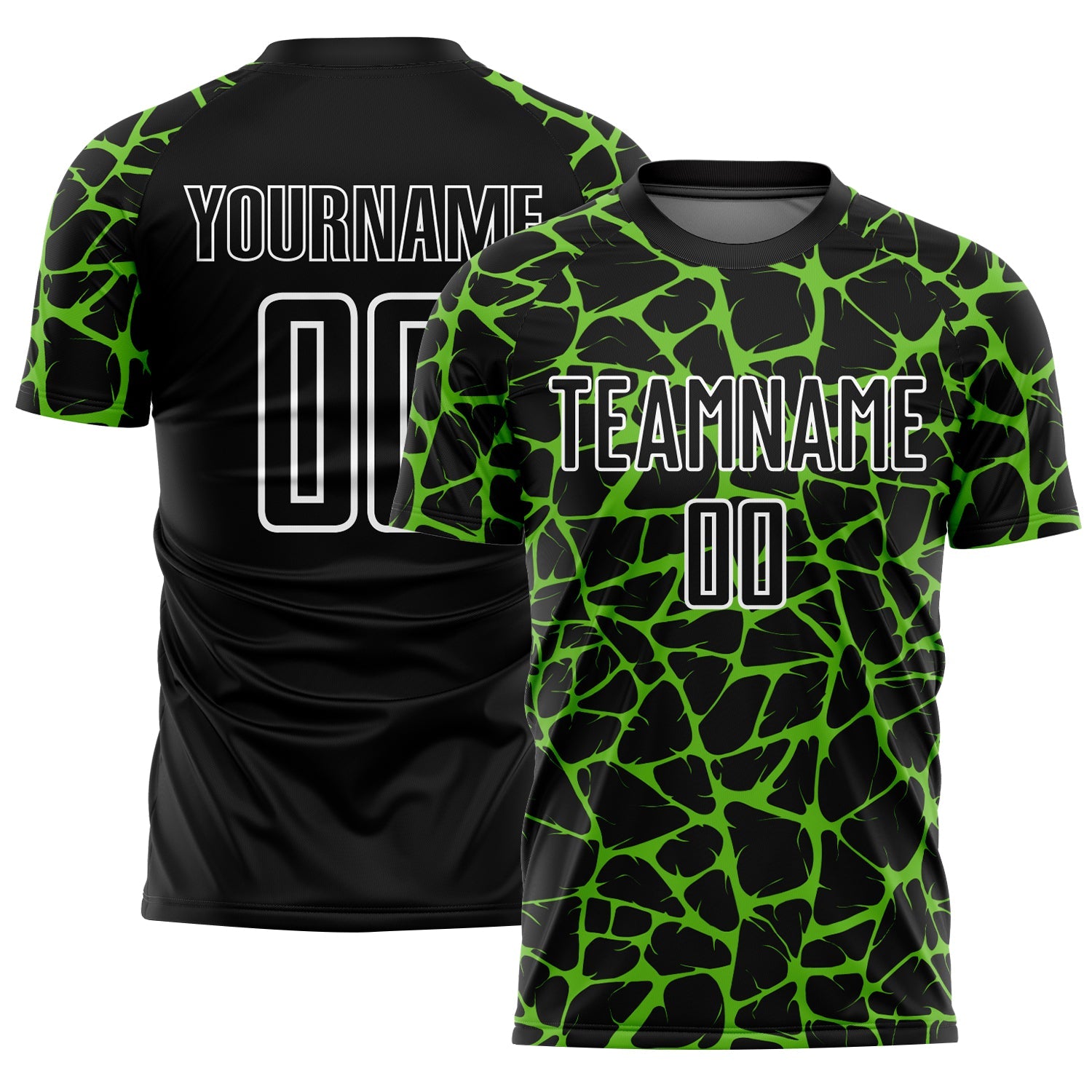 Custom Black Aurora Green-White Abstract Network Splash Sublimation Soccer Uniform Jersey - Sky-Custom